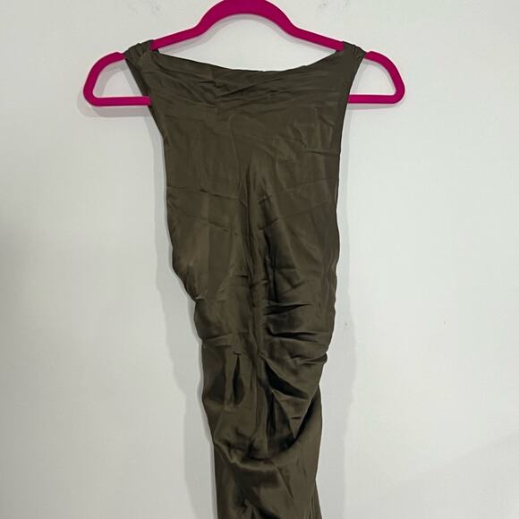 Reformation Morel Brown Anaiis Silk Dress High Neck Open Back Maxi Dress Size 4 - Picture 5 of 11